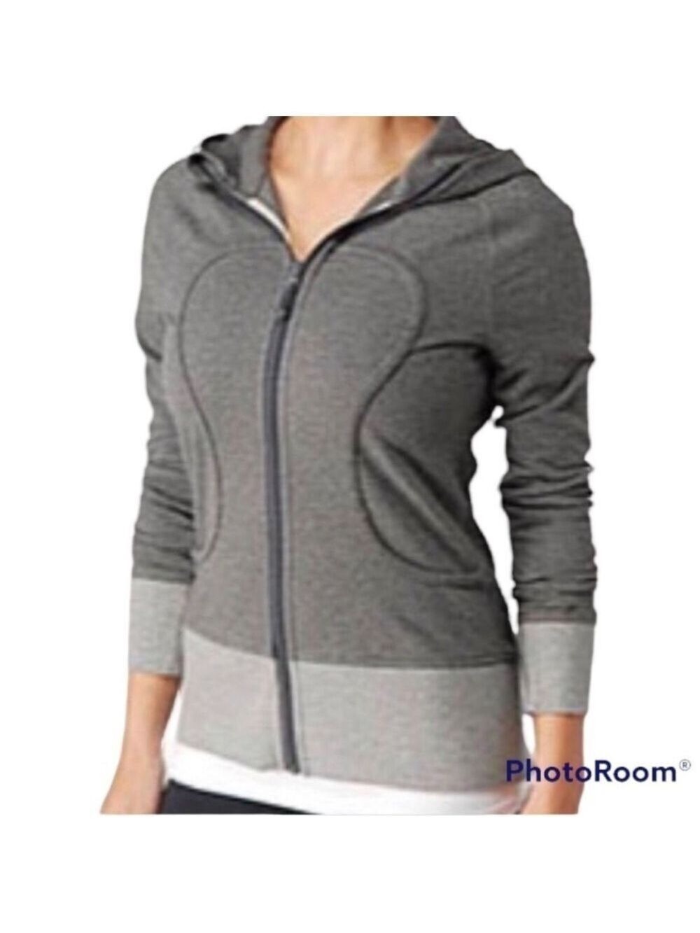 Lululemon Retro Two Toned Grey Full Zip Scuba Hoodie, size 6